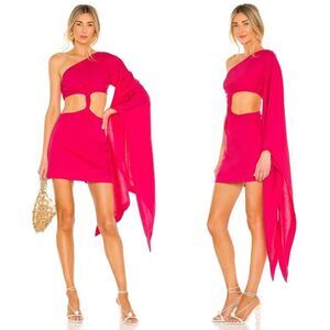 Cult Gaia One-Shoulder Lucienne Twist Mini Dress in Camellia Pink, Size Small